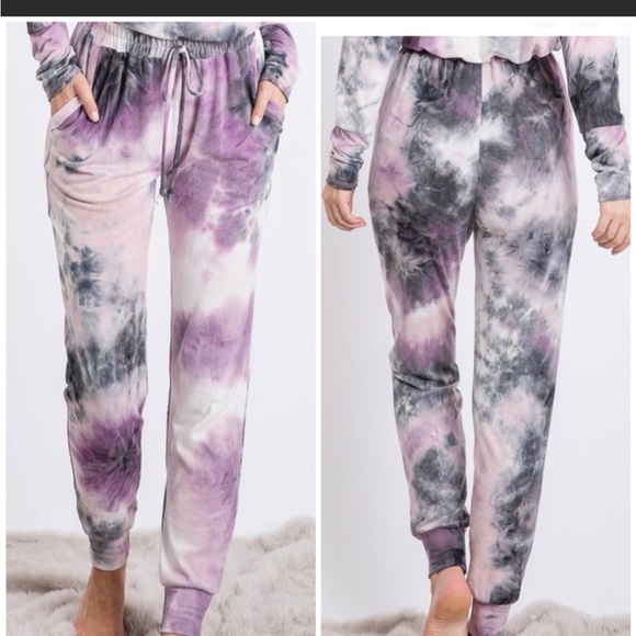 Cozy “First Love” Vivid Tie Dye Slim Fit Joggers - Picture 2 of 3